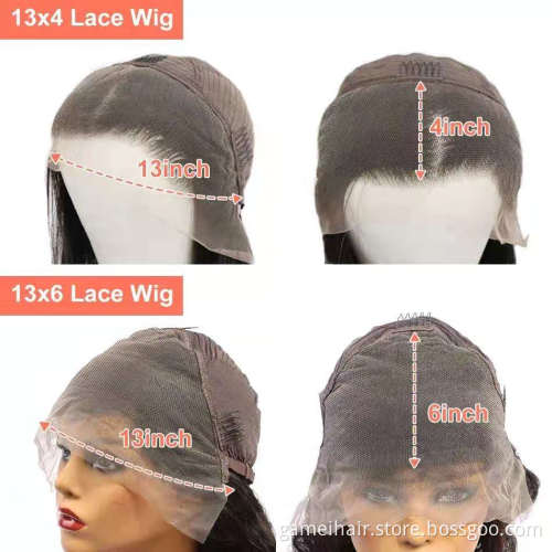China Natural Color Long Swiss Lace Straight Hair Wig For Black Women 100% Raw Brazilian 13X4 Human Hair Lace Frontal Wigs
